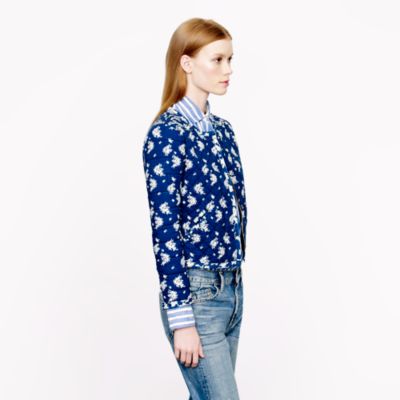 Indigo floral quilted jacket