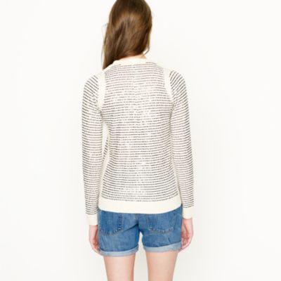 Sequin-stripe V-neck sweater