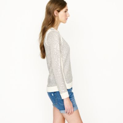 Sequin-stripe V-neck sweater