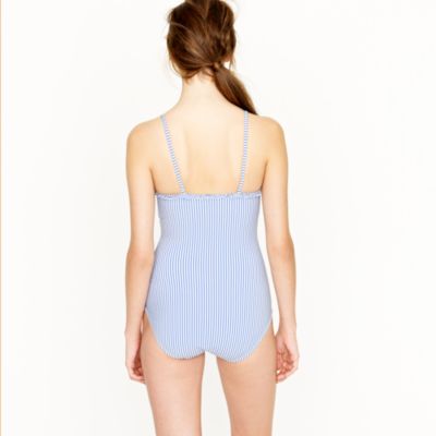 Seersucker ruffle underwire tank