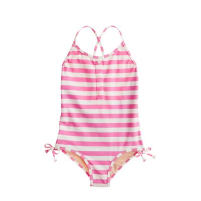 Girls' button tank in stripe