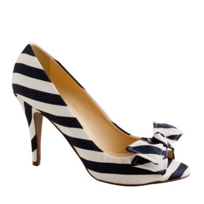 Evie stripe peep-toe pumps