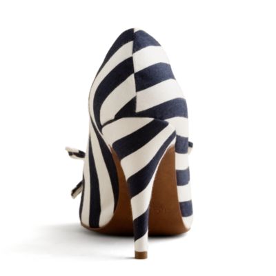 Evie stripe peep-toe pumps