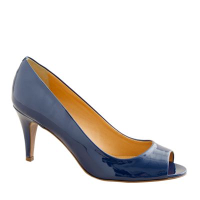 Drea patent peep-toe pumps