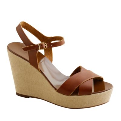 Lila leather platform wedges
