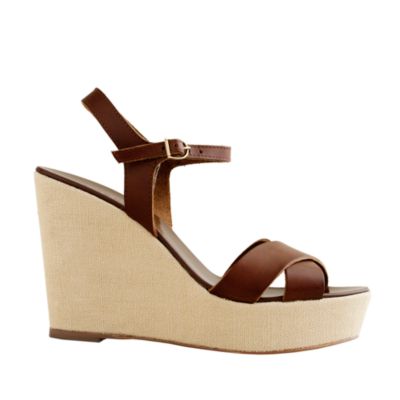 Lila leather platform wedges