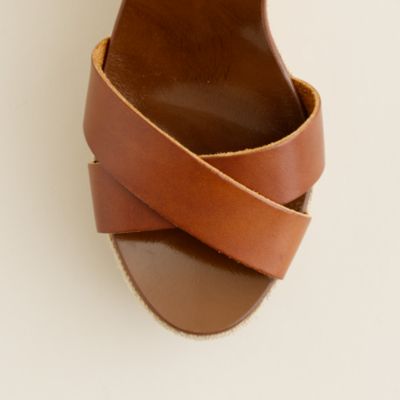 Lila leather platform wedges