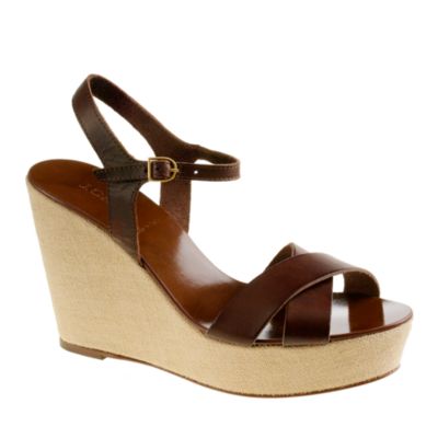 Lila leather platform wedges
