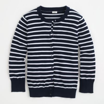 Factory classic crewneck cardigan in stripe