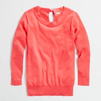 Factory cotton keyhole sweater