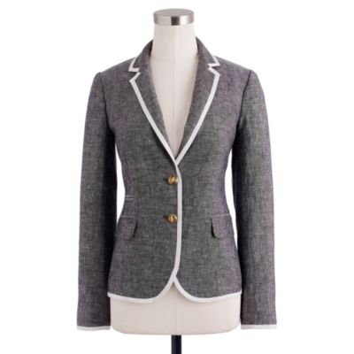 Petite schoolboy blazer in tipped linen