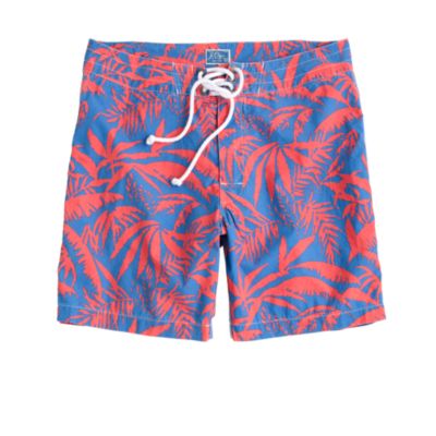 7"board shorts in palm leaves print