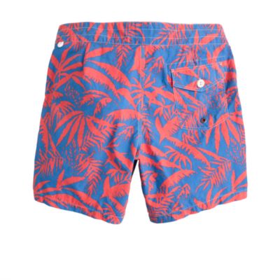 7"board shorts in palm leaves print