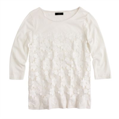 Daisy lace three-quarter sleeve tee