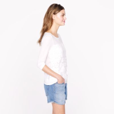 Daisy lace three-quarter sleeve tee