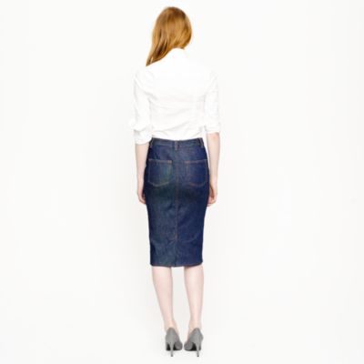 High-waisted denim pencil skirt in rinse wash