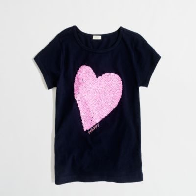 Factory girls' sequin heart keepsake tee