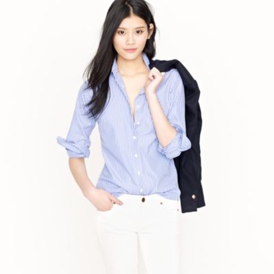 Perfect shirt in wide blue stripe Thomas Mason&reg; fabric