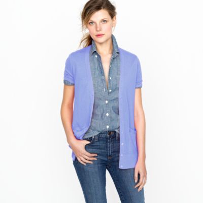 Featherweight cashmere short-sleeve cardigan
