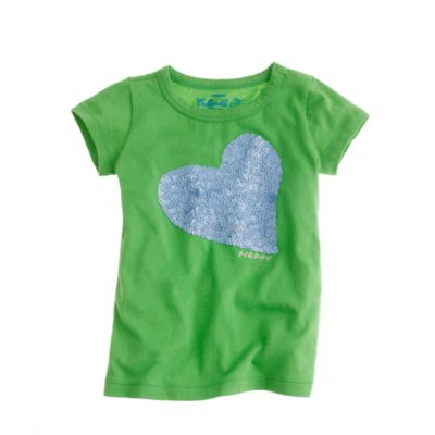 Girls' happy heart sequin tee