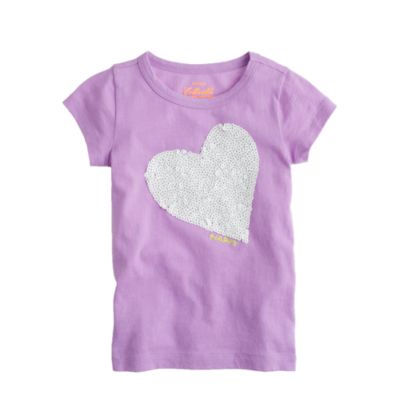 Girls' happy heart sequin tee