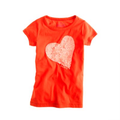 Girls' happy heart sequin tee
