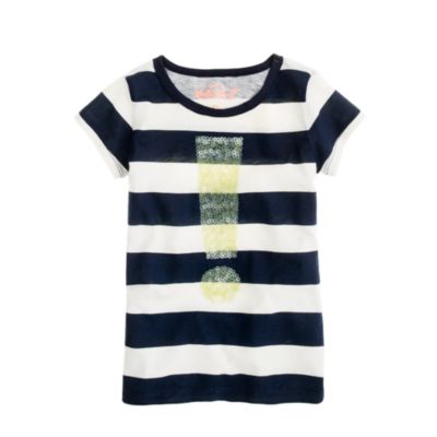 Girls' exclamation tee in stripe
