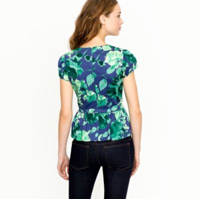 Peplum top in fresco floral sateen