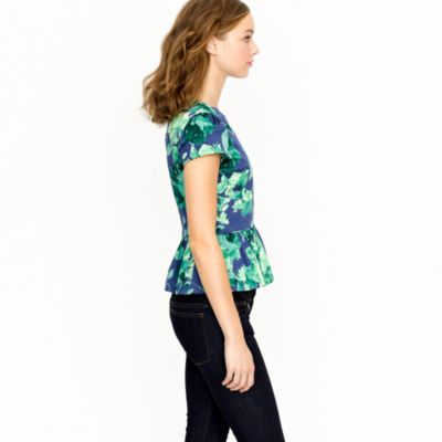 Peplum top in fresco floral sateen