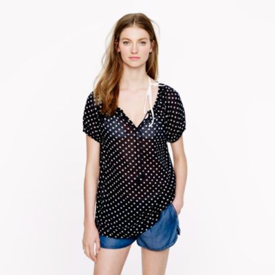 Whisper gauze peasant tunic in dot
