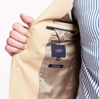Ludlow suit jacket with center vent in Italian chino