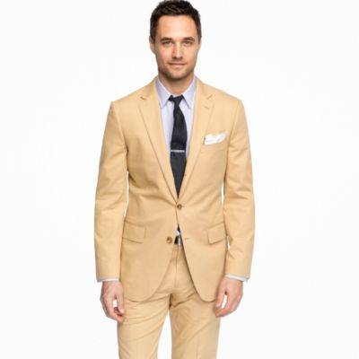 Aldridge three-button suit jacket with center vent in Italian chino