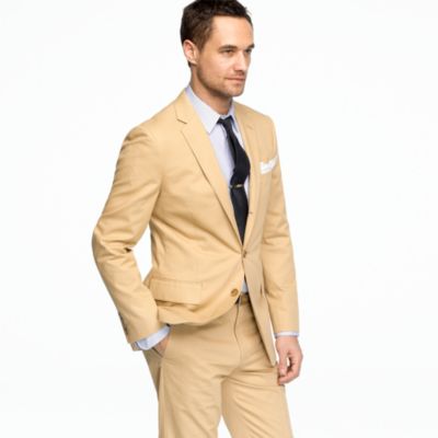 Aldridge three-button suit jacket with center vent in Italian chino