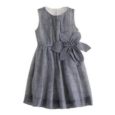Girls' organza plumeria dress in mini stripe