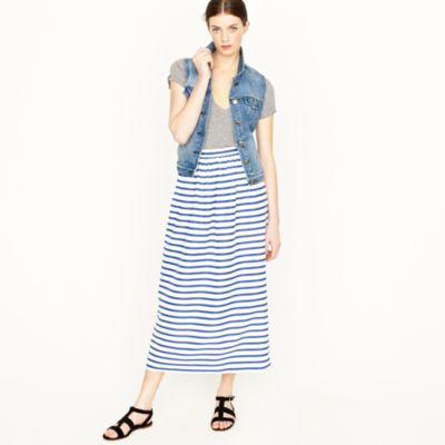 Tea-length skirt in marina stripe
