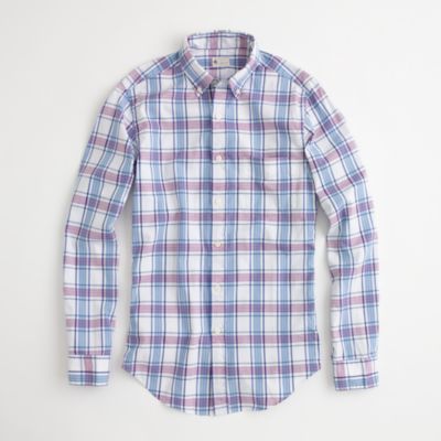 Factory sunwashed oxford shirt in plaid