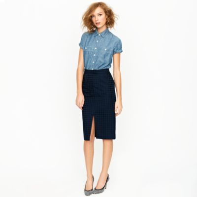 Jacquard dot pencil skirt
