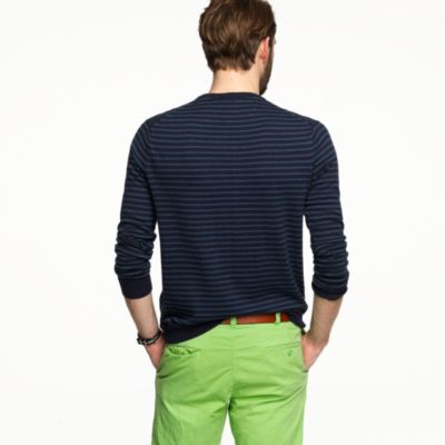 Cotton-cashmere crewneck sweater in navy stripe