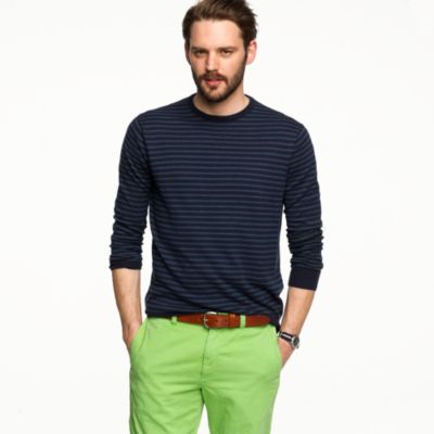 Cotton-cashmere crewneck sweater in navy stripe