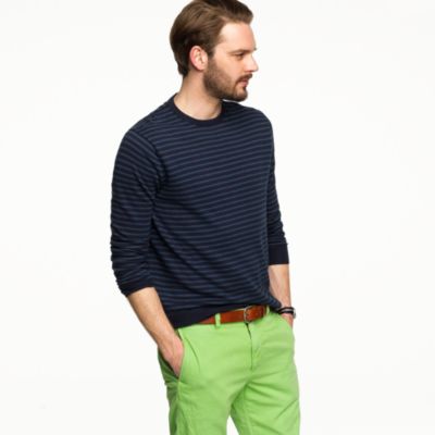 Cotton-cashmere crewneck sweater in navy stripe