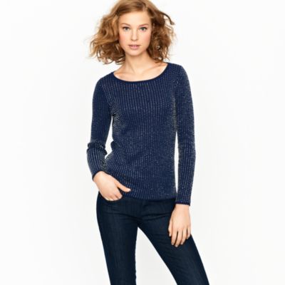 Cotton crepe beaded sweater