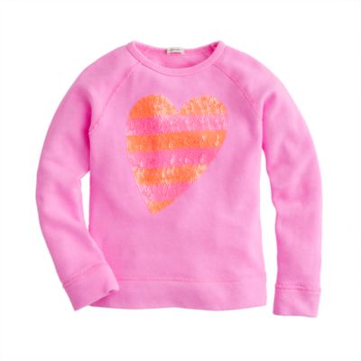 Girls' sequin heart sweatshirt