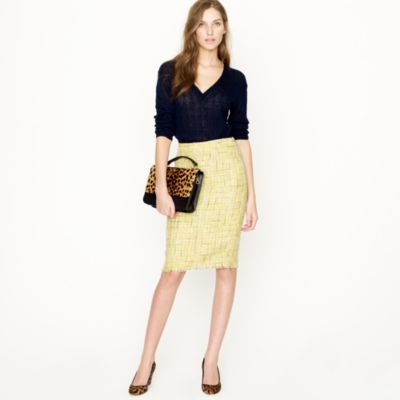 Canary tweed pencil skirt