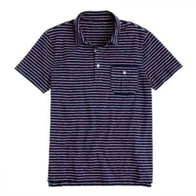 Slub jersey polo in navy stripe