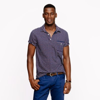 Slub jersey polo in navy stripe