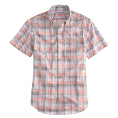 Lightweight short-sleeve shirt in orange check