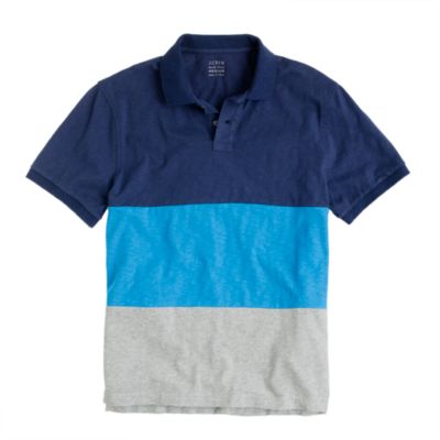 Colorblock slub cotton polo