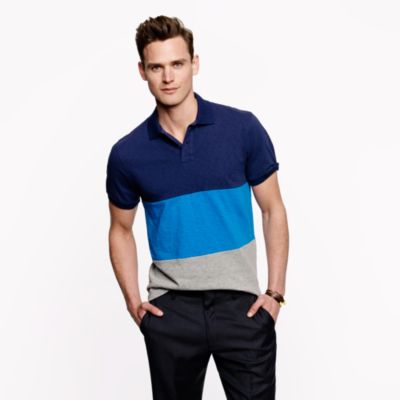 Colorblock slub cotton polo