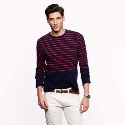 Long-sleeve tee in caspian night stripe