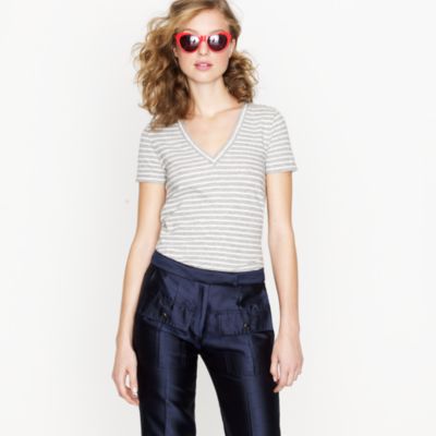 Vintage cotton V-neck tee in stripe